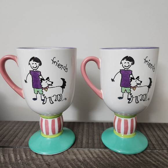 Set of 2 Pfaltzgraff Friends w/ dogs mugs cups with base Great Gift! - Picture 4 of 10